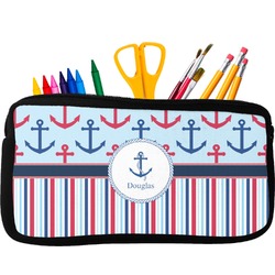 Anchors & Stripes Neoprene Pencil Case (Personalized)