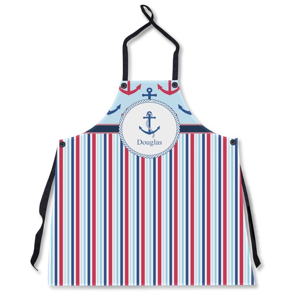 Custom Anchors & Stripes Apron Without Pockets w/ Name or Text