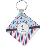 Anchors & Stripes Diamond Plastic Keychain w/ Name or Text