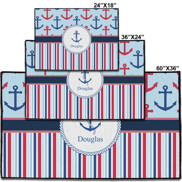 Anchors & Stripes Personalized Door Mat - Group Parent IMF