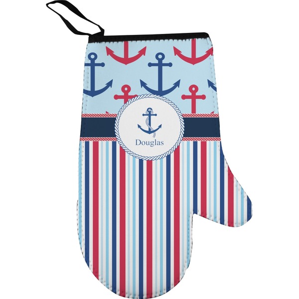 Custom Anchors & Stripes Oven Mitt (Personalized)