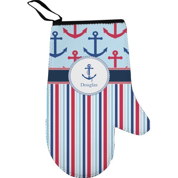 Anchors & Stripes Personalized Oven Mitt