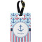 Anchors & Stripes Plastic Luggage Tag - Rectangular w/ Name or Text
