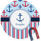 Anchors & Stripes Personalized Round Fridge Magnet