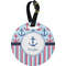 Anchors & Stripes Plastic Luggage Tag - Round (Personalized)