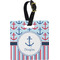 Anchors & Stripes Plastic Luggage Tag - Square w/ Name or Text