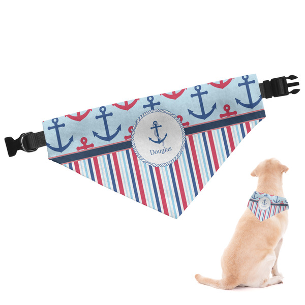 Custom Anchors & Stripes Dog Bandana - Small (Personalized)