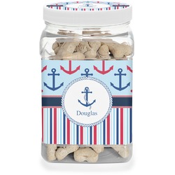 Anchors & Stripes Dog Treat Jar (Personalized)