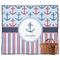 Anchors & Stripes Picnic Blanket - Flat - With Basket