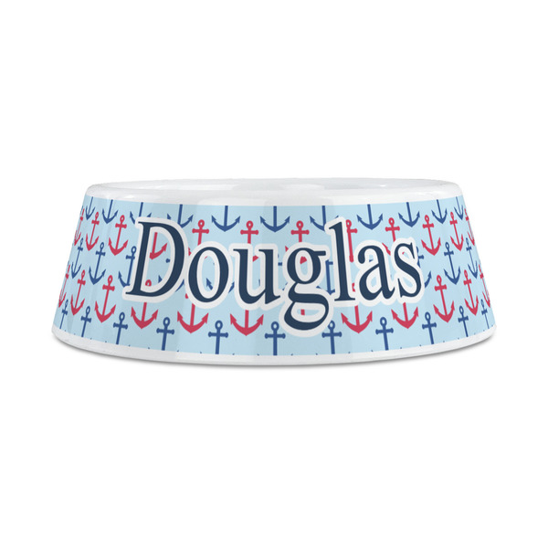 Anchors & Stripes Plastic Dog Bowls - Medium - FRONT