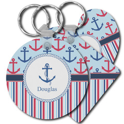 Anchors & Stripes Plastic Keychain (Personalized)