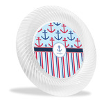 Anchors & Stripes Plastic Party Dinner Plates - 10" (Personalized)