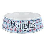 Anchors & Stripes Plastic Dog Bowl - Large (Personalized)