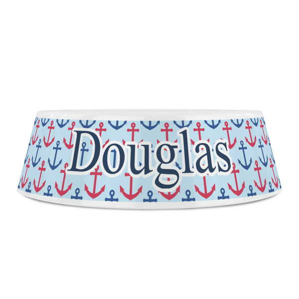 Anchors & Stripes Plastic Pet Bowls - Small - FRONT