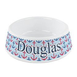 Anchors & Stripes Plastic Dog Bowl - Small (Personalized)