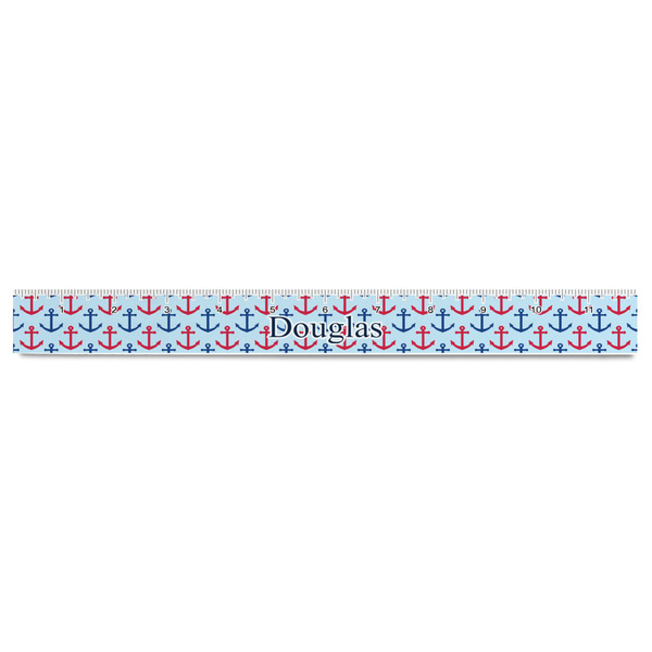 Anchors & Stripes Plastic Ruler - 12" - FRONT