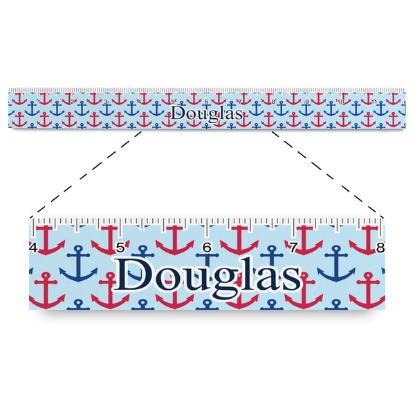 Custom Anchors & Stripes Plastic Ruler - 12" (Personalized)