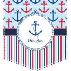 Anchors & Stripes Iron On Faux Pocket (Personalized)