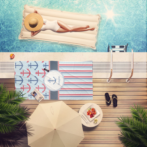 Anchors & Stripes Pool Towel Lifestyle