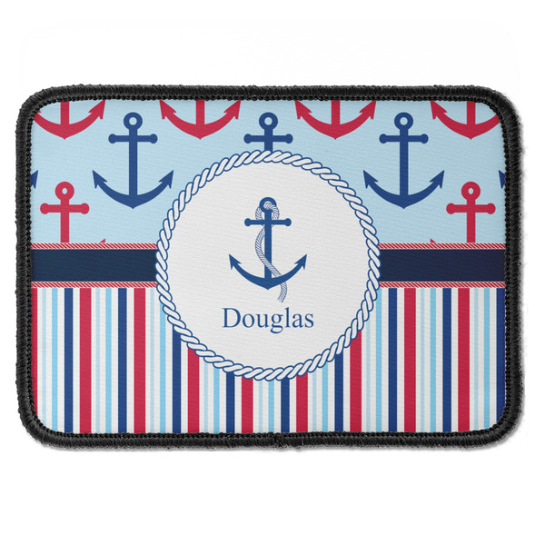 Custom Anchors & Stripes Iron On Rectangle Patch w/ Name or Text