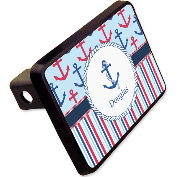 Custom Anchors & Stripes Rectangular Trailer Hitch Cover - 2" (Personalized)