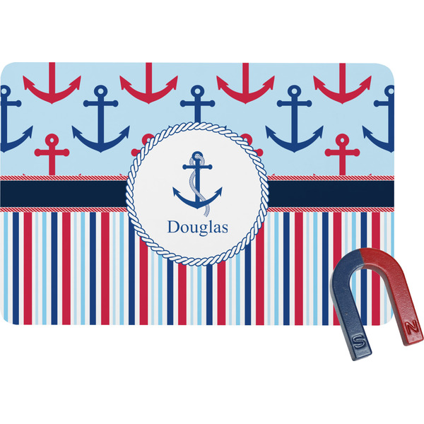 Custom Anchors & Stripes Rectangular Fridge Magnet (Personalized)
