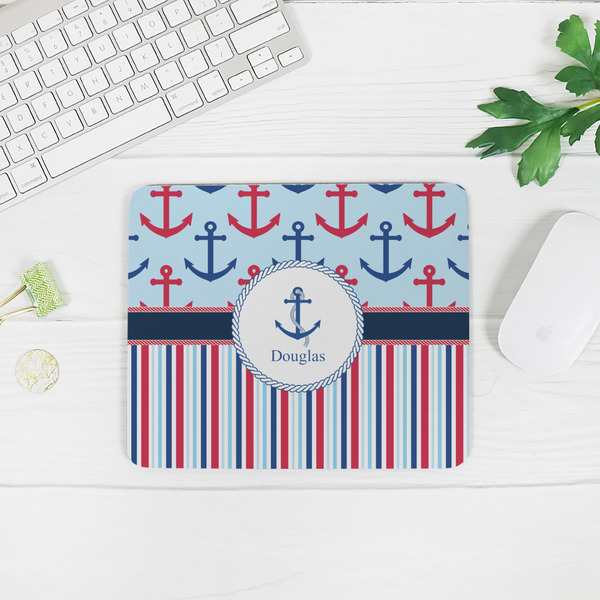 Anchors & Stripes Rectangular Mouse Pad - LIFESTYLE 2