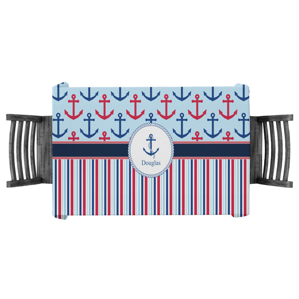 Custom Anchors & Stripes Tablecloth - 58"x58" (Personalized)