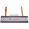 Anchors & Stripes Red Mahogany Nameplates with Business Card Holder - Straight
