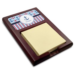 Anchors & Stripes Red Mahogany Sticky Note Holder (Personalized)