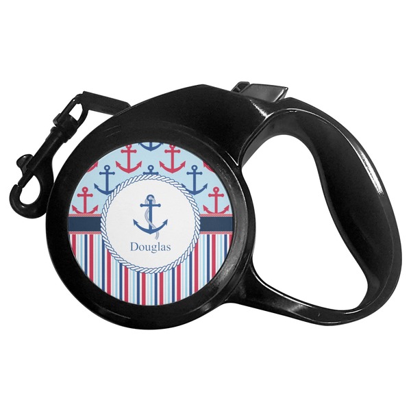 Custom Anchors & Stripes Retractable Dog Leash - Small (Personalized)