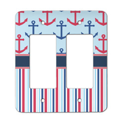 Anchors & Stripes Rocker Style Light Switch Cover - Two Switch