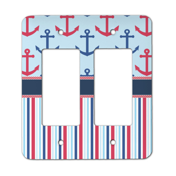 Custom Anchors & Stripes Rocker Style Light Switch Cover - Two Switch
