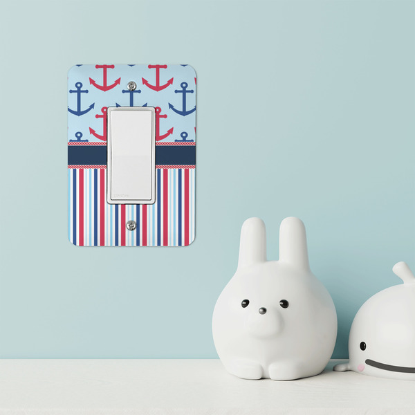 Anchors & Stripes Rocker Light Switch Covers - Single - IN CONTEXT