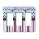 Anchors & Stripes Rocker Style Light Switch Cover - Three Switch