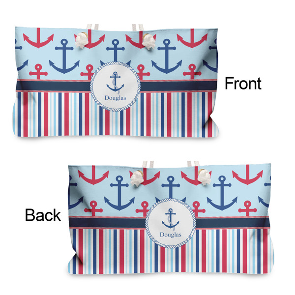 Anchors & Stripes Large Rope Tote - From & Back View