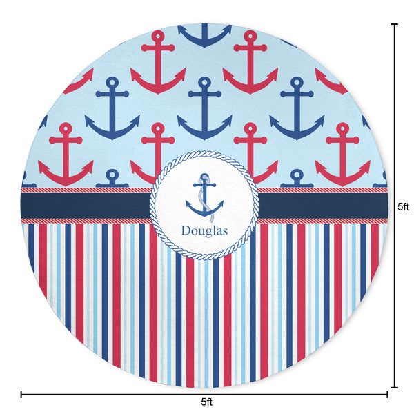 Anchors & Stripes Round Area Rug - Size
