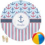 Anchors & Stripes Round Beach Towel (Personalized)