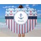 Anchors & Stripes Round Beach Towel - In Use