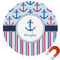 Anchors & Stripes Round Car Magnet