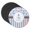 Anchors & Stripes Round Coaster Rubber Back - Main