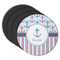 Anchors & Stripes Round Rubber Backed Coasters - Set of 4 (Personalized)