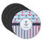 Anchors & Stripes Round Rubber Backed Coasters - Set of 4 (Personalized)