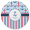 Anchors & Stripes Round Rubber Backed Coaster (Personalized)