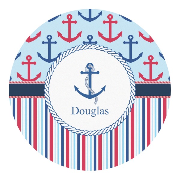 Custom Anchors & Stripes Round Decal - Medium (Personalized)