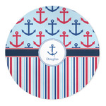 Anchors & Stripes 5' Round Indoor Area Rug (Personalized)
