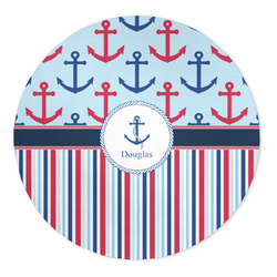 Anchors & Stripes 5' Round Indoor Area Rug (Personalized)