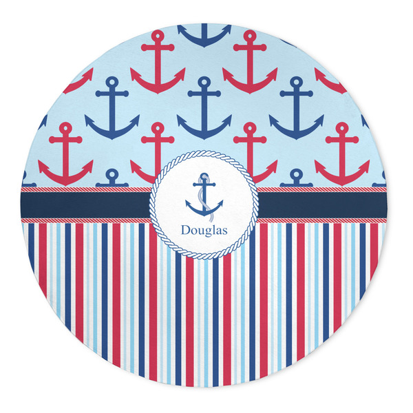 Custom Anchors & Stripes 5' Round Indoor Area Rug (Personalized)