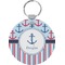 Anchors & Stripes Round Plastic Keychain (Personalized)