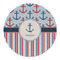 Anchors & Stripes Round Linen Placemats - FRONT (Double Sided)